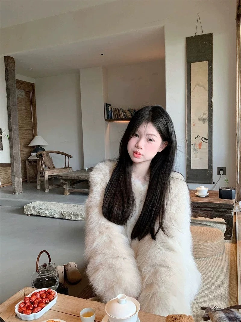 杏色环保毛皮草