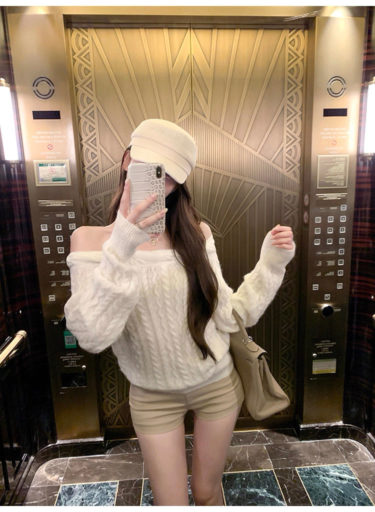 浅米杏修身短裤